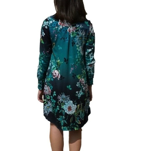 Hale Bob Womens Long Sleeve Multicolor Floral Shirt Dress 79CN6417 - Size M - Picture 2 of 10